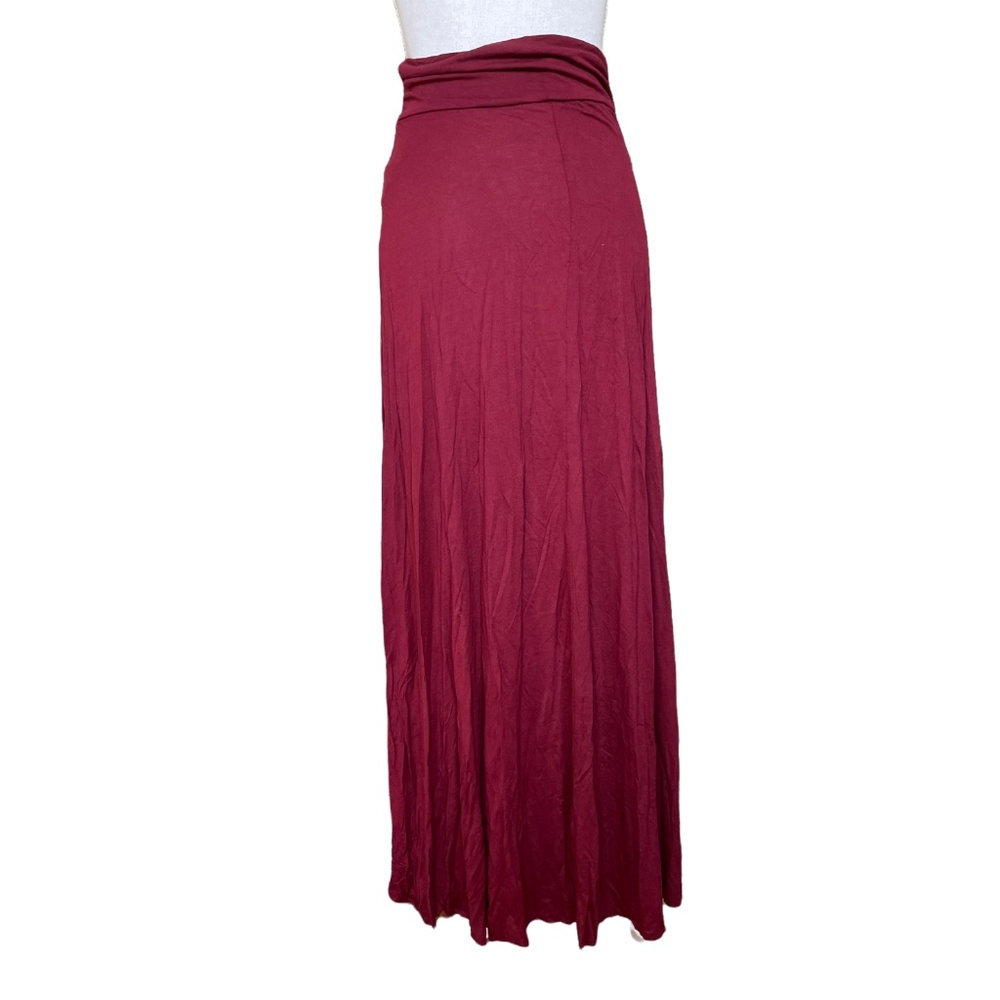 Maxi Skirt S Knit Stretch Stretchy Rayon High Waisted Waist Wide Waistband Long